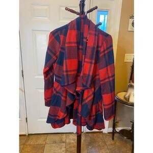 Favlux red & navy blue cascade jacket with belt size S
